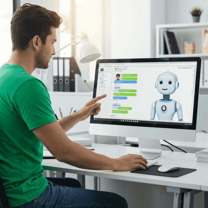 Chatbot conversando com cliente em tempo real, simulando atendimento personalizado com Inteligência Artificial