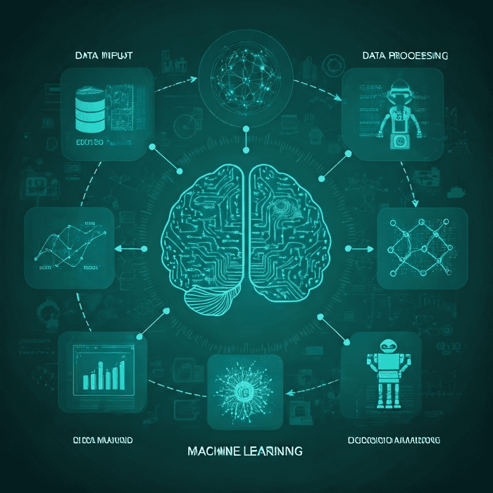 Diagrama mostrando como o machine learning aprende com dados de campanhas publicitárias